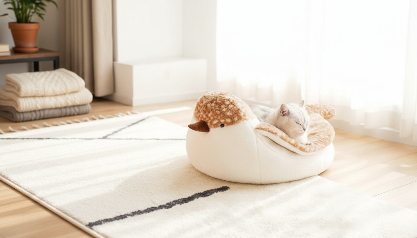 Sparrow-Shaped Winter Fleece Nest Bed for Cats & Dogs